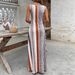 Summer Women's Striped Print U Neck Sleeveless Vest Long Dress_ecoleips.com