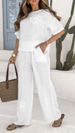 Women's Clothing 2 Piece Set Large Size Embroidered Casual Suit High Waist Loose Pants_ecoleips.com