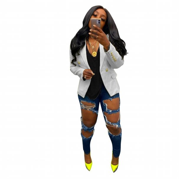 AL178 Wish European American Women's Fashion Blazer Solid Color Long Sleeve Autumn And Winter Suit With Pockets_ecoleips.com