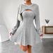 Women's Long Sleeve Hoodie Top With Sleeveless A-Line Dress Set - Casual Two Piece Outfit For Fall & Everyday Wear_ecoleips.com