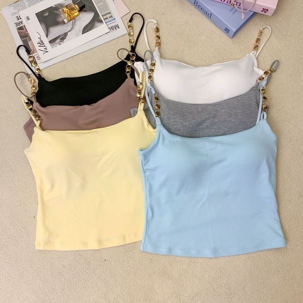 Dopamine Camisole Vest Women, Summer Thai Style Spicy Girl Tube Top, Unique And Stunning With Chest Pads For Layering_ecoleips.com