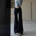 Black Flared Jeans For Women, 2025 Spring/autumn Collection, Low-waisted, Slimming, Stretchy, Non-clingy, Wide-leg_ecoleips.com