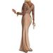Elegant V-Neck Long Sleeve Wrap Dress With Feather & Sequin Details For Women – High Waist, Slit Hem, Winter Fashion_ecoleips.com