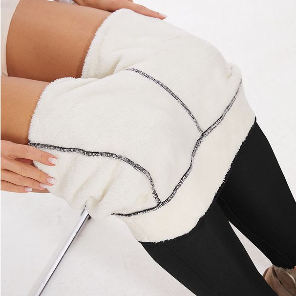Women's Clothing Thickened Fleece Leggings High Waist Belt Pockets Outer Wear Tight Warm Leggings_ecoleips.com