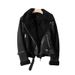 Long-term Spanish Single-layer Thickened Autumn Winter New European And American Suede Fur-lined Warm Motorcycle Jacket_ecoleips.com