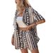 2025 Cross-Border Hot-Selling Vacation Print Elegant Two-Piece Set: Short-Sleeve Shirt And Tie-Waist High-Waisted Shorts_ecoleips.com
