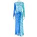 Women's Elegant Bodycon Dress European American Style Waist Cinching round Neck Printed Long Sleeves Slit Trendy Clothing_ecoleips.com