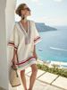 Women's Dress With Super-Sleek V-Neckline, Beach Vacation Skirt, Printed Loose Mid-Length Dress_ecoleips.com
