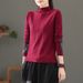 A Loose, Semi-High-Neck, Long-Sleeved T-Shirt With German Velvet Embroidery, Artistic And Versatile Style, For Women's A_ecoleips.com