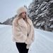 Luxury Faux Fox Fur Coat Women’s Fashion Winter Jacket With Oversized Lapel – Soft & Fluffy Faux Fur Coat, Elegant Commuter Style, Beige_ecoleips.com