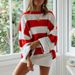 Aria Basics Aria Basics 2026 Fall/Winter European And American Clothing New Women's With Rolled Edge Round Neck Striped Color Block Knit_ecoleips.com