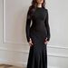 Women's Clothing Ribbed Knit Bodycon Dress – Long Sleeve Round Neck Belted Sweater Dress (Grey/Black, XS-XXXL)_ecoleips.com