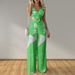 Voya Women's Elegant, Fashionable And Sexy V-neck Printed Vest And Wide Leg Pants Set With Multiple Colors To Choose From_ecoleips.com