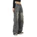 Foreign Trade Plus-size American High Street Workwear Jeans For Women, New Multi-pocket Straight Wide-leg Loose_ecoleips.com