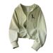 Women's Zip-Up Cropped Hoodie – Lightweight Oversized Sweatshirt With Drawstring (Light Gray/Pink/Mint Green/Orange-Red, S-XL)_ecoleips.com
