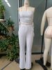 Women's Summer Set Striped Hollow Out Lace Up Top And Pants Two Piece Casual Elegant Outfit_ecoleips.com