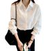 Women's Basic Long Sleeved White Shirt Versatile New Style Retro Work Uniform Top For Inner Wear_ecoleips.com