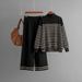 2025 Autumn Winter New Striped Slit Long Sleeve Knit Top Wide Leg Pants Two-Piece Set For Women_ecoleips.com