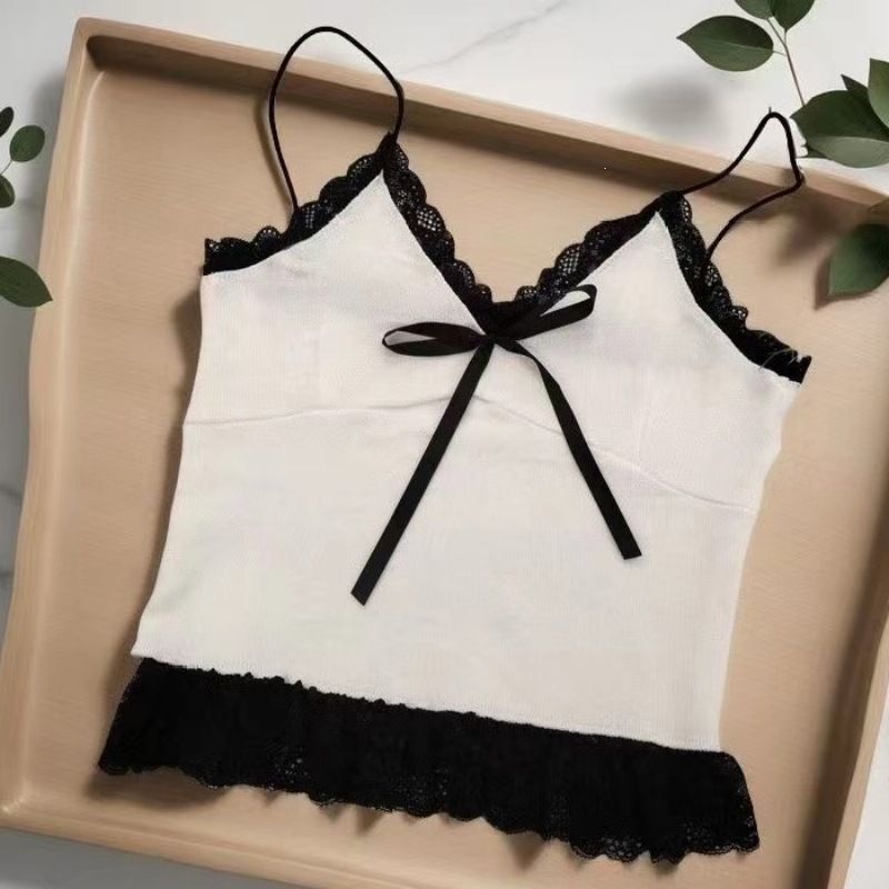 2026 Summer New Bow Camisole With Lace Trim For Layering Or Outerwear_ecoleips.com
