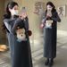 Autumn Winter New Korean Fashion Embroidered Cartoon Bear Sweater 2-Piece Set Maternity Dress_ecoleips.com