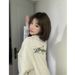 Women's Korean Style Fleece Lined round Neck Sweatshirt Autumn Winter Thickened Machine Embroidered Warm Casual Fashionable Sweater_ecoleips.com