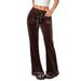 Women's Slimming Casual Flared Pants Velvet Cross Border European American Style Long Pants Autumn Winter Fashion_ecoleips.com