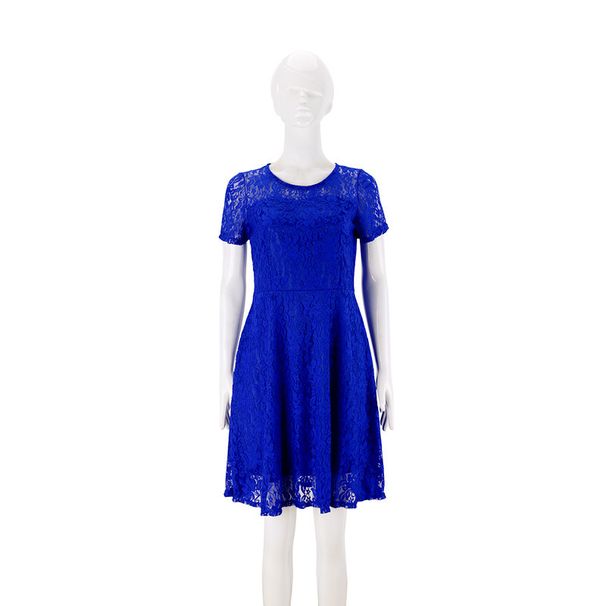 Women's Summer Fashion Round Neck Short Sleeve Lace Dress Temperament Style_ecoleips.com