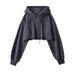 Loose And Thin Long-sleeved Pullover With Exposed Navel Short Jacket Niche Retro Short Hooded Drawstring Sweater_ecoleips.com