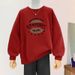 Women's Korean Style round Neck Fleece Lined Thickened Sweatshirt Autumn Winter Loose Letter Long Sleeve Top_ecoleips.com