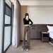 Aria Basics 2025 New Leopard Print Fashion Women's Printed High Waist Slimming Slightly Flared Pants_ecoleips.com