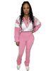 European And American Women's Clothing Elastic Waist Color Block Stitching Contrast Color Sports Casual Two Piece Trousers Suit_ecoleips.com