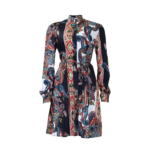 Women's Clothing Printed Pleated Fashion Strap Casual Large Size Dress_ecoleips.com