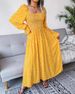 European American Autumn And Winter Square-neck Long-sleeve Holiday Rayon Dress, Pleated Long Skirt, Independent_ecoleips.com