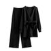 2025 Spring And Autumn New Cardigan Wide Leg Pants Thick Needle Two-Piece Casual Lace Up Solid Color Knitted Set_ecoleips.com