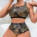 Leopard Print Leather Splicing Lace Hollow Perspective Letter Belt Sports Sexy Underwear Set Sexy_ecoleips.com