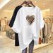 Women's Loose Fit Short Sleeve T-Shirt Plus Size Casual Printed Tummy Concealing Summer Top New Style_ecoleips.com