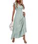 Elegant V-Neck Long Dress For Women Spring/Summer Style Slim Waist Ruffled New Arrival_ecoleips.com