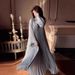 Modest Abaya Dress Elegant Printed Pleated Off-Shoulder Maxi Dress With High Slit – Trendy Streetwear & Feminine Style For Women_ecoleips.com
