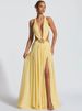 Mozision Hollow Out Deep V Neck Sexy Maxi Dress Women Gown Metal Buckle Sleeveless Backless Thigh High Split Club Party Dresses_ecoleips.com