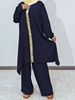 Modest Set Traditional Abaya & Palazzo Pants Set – Embellished Modest Loungewear (Loose Fit, Elegant Beading, Muslim Women’s Outfit)_ecoleips.com