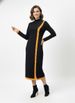 Freeacy Women's Minimalist Contrast Color Dress Stretchy Turtleneck Long Sleeve Fitted Side Button Office Daily Midi Dress_ecoleips.com