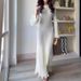 Women's Clothing solid color gentle style round neck trumpet sleeve slim and elegant dress_ecoleips.com