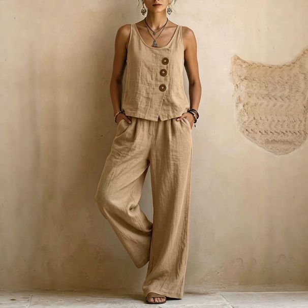 Women's Sleeveless Casual Jumpsuit Set Urban Chic Comfortable Everyday Wear_ecoleips.com