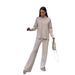 Autumn Winter Russian Sleeve Loose Casual Long Pants Sweater Set For Women With Slit_ecoleips.com