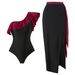 Women's Clothing sexy bikini one piece swimsuit chiffon skirt wrap skirt one shoulder suit swimsuit beach gathered conservative belly cover_ecoleips.com