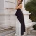 Women's Halter Neck Two Piece Dress Set Sleeveless Black White Color Block Irregular_ecoleips.com