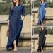 Women's Clothing Women's Long Sleeve Lapel Cardigan European American Style Solid Color Denim Dress Elegant Fashion Neutral Design_ecoleips.com