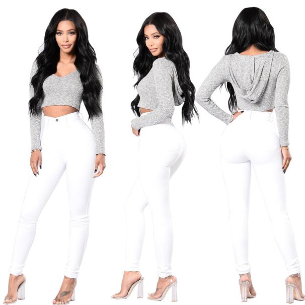 Fashion Black High Elastic Small Feet Large Size Hip Lift Women's Jeans Spot_ecoleips.com