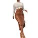 Cross-border Foreign Trade European And American Leather Women's Clothing Bestsellers, Slit Slim-fit Mid-length_ecoleips.com