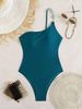 New 2026 One Shoulder One Piece Swimsuit Backless Bikini Solid Color European American Style Cross Border Women's Swimwear_ecoleips.com